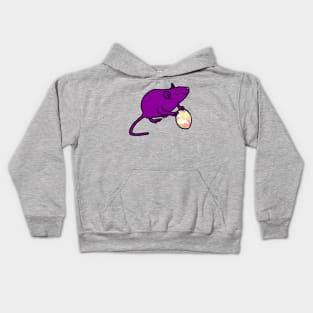 Purple Rat Holding an Easter Egg Kids Hoodie